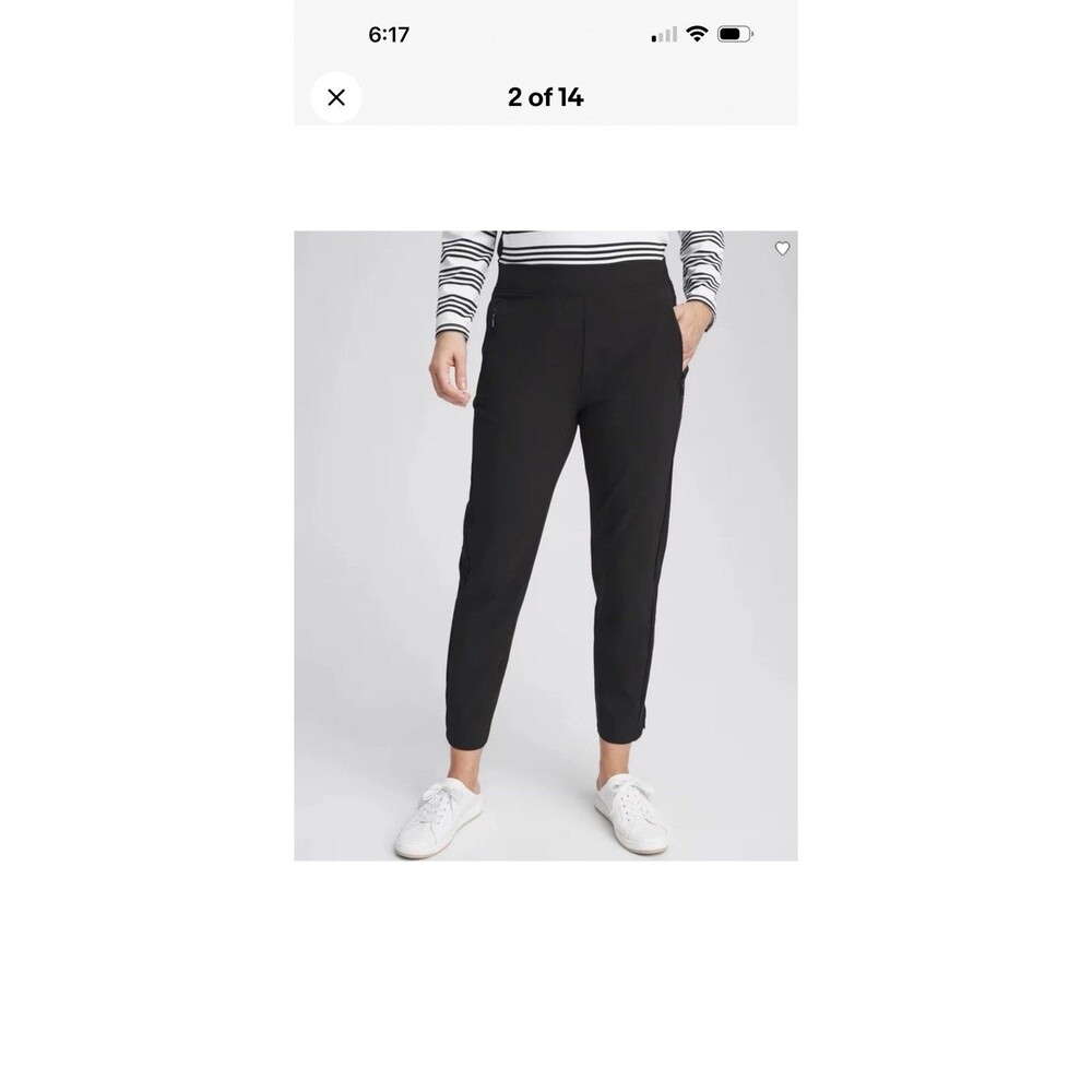 CHICO'S Zenergy UPF Ribbed Side Ankle Pants Size 3 US Size XL Black